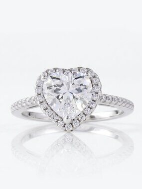 Elegant Heart Halo Ring, 925 Sterling Silver, Size Valentines Gift Charmed Aroma